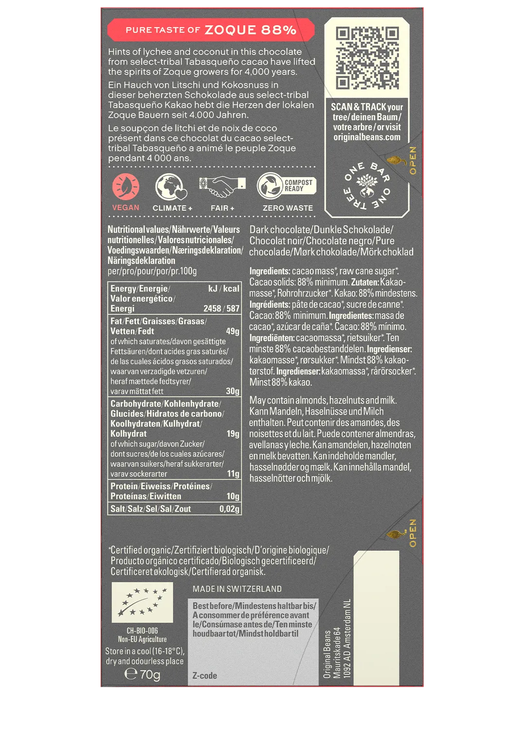 Original Beans Zoque 88% tavoletta fondente extra fondente vegana