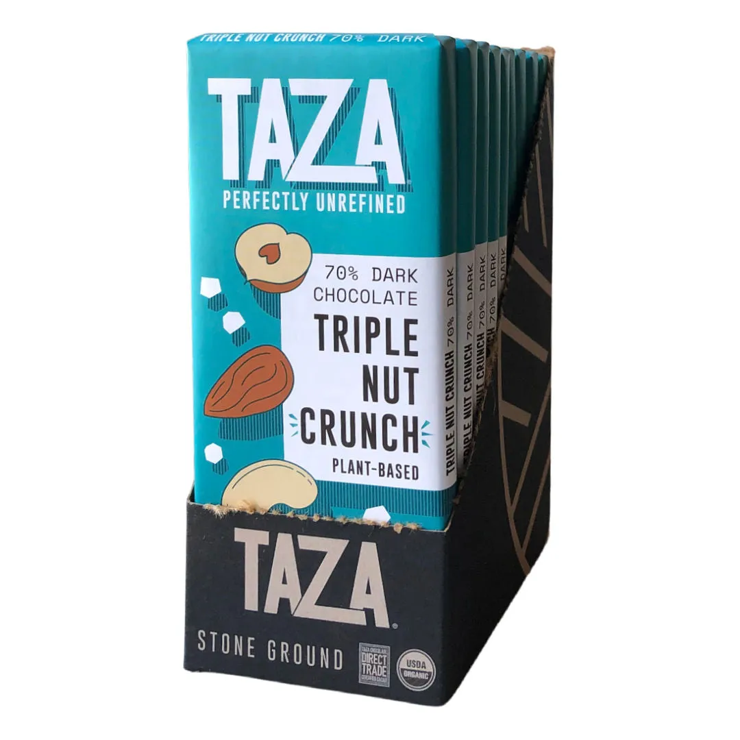 Taza Triple Nut Crunch barretta fondente 70% 71g