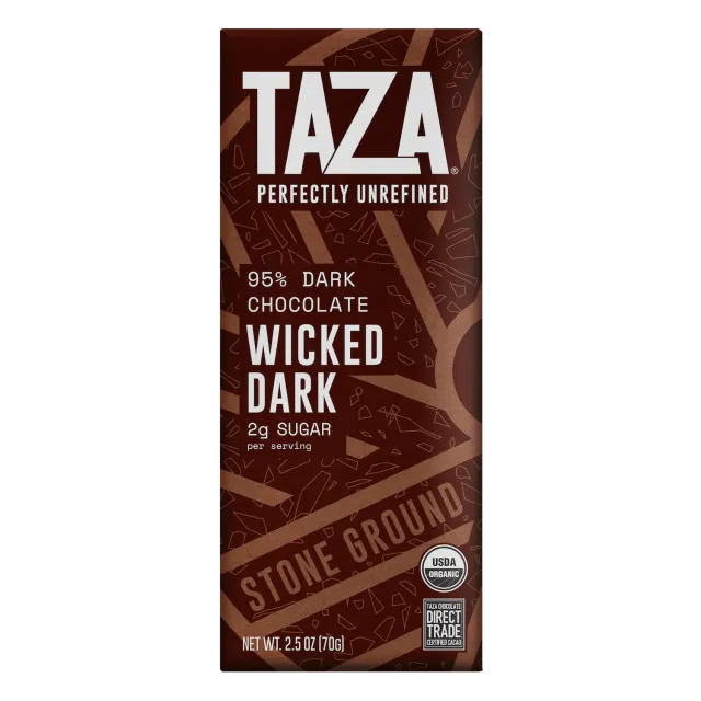 Taza Wicked Dark 95% tavoletta fondente 2,5 oz extra fondente
