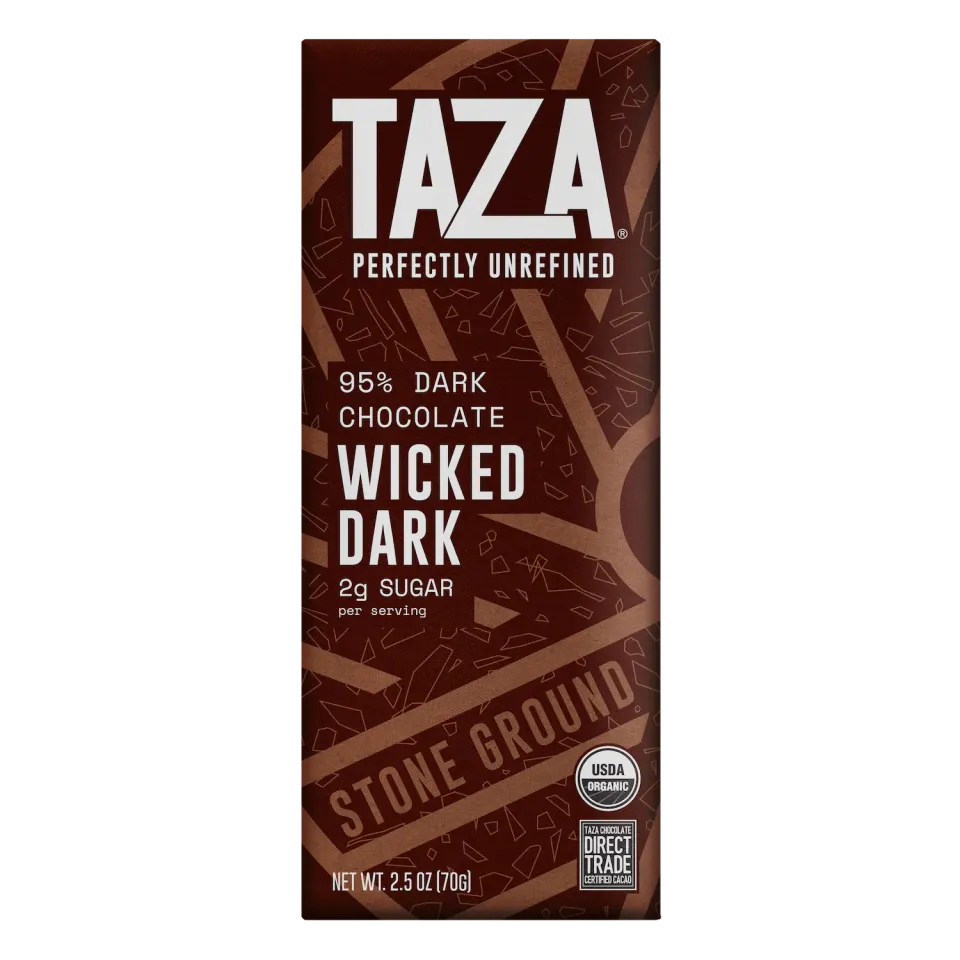 Taza Wicked Dark 95% tavoletta fondente 2,5 oz extra fondente