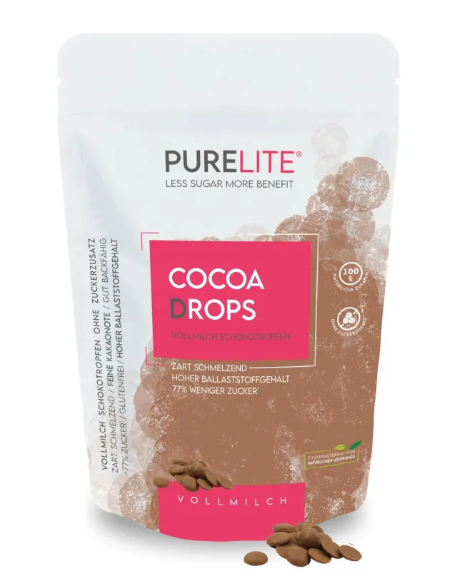 PURELITE Cocoa Drops gocce cioccolato al latte 450g senza zucchero