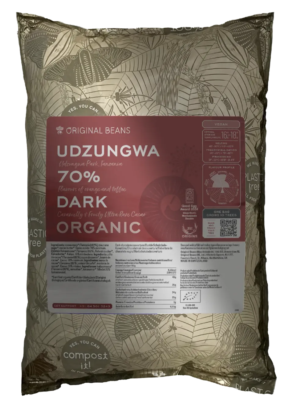 Original Beans Udzungwa 70% tavoletta fondente 70g arancia