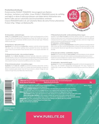 PURELITE Peanut Powder farina arachidi vegan 450g proteica