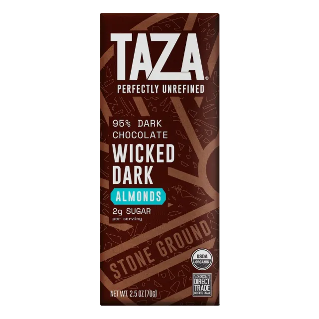 Taza 95% Wicked Dark barretta fondente mandorle 2.5 oz