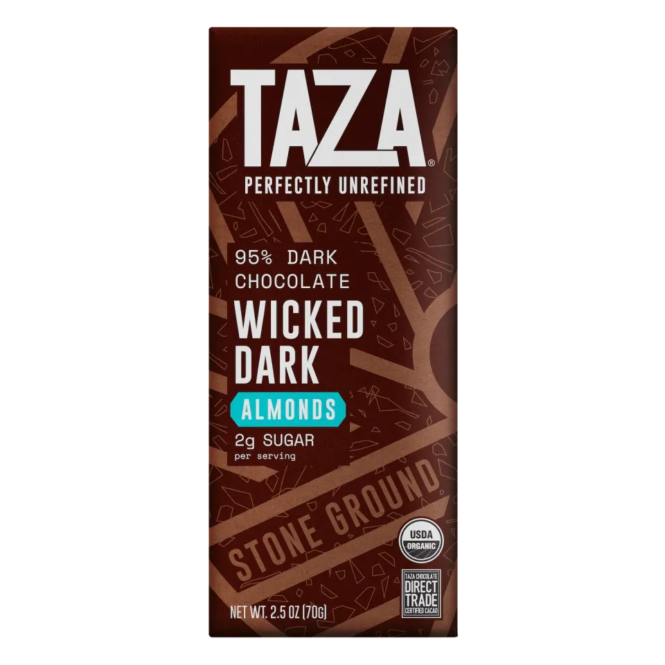 Taza 95% Wicked Dark barretta fondente mandorle 2.5 oz